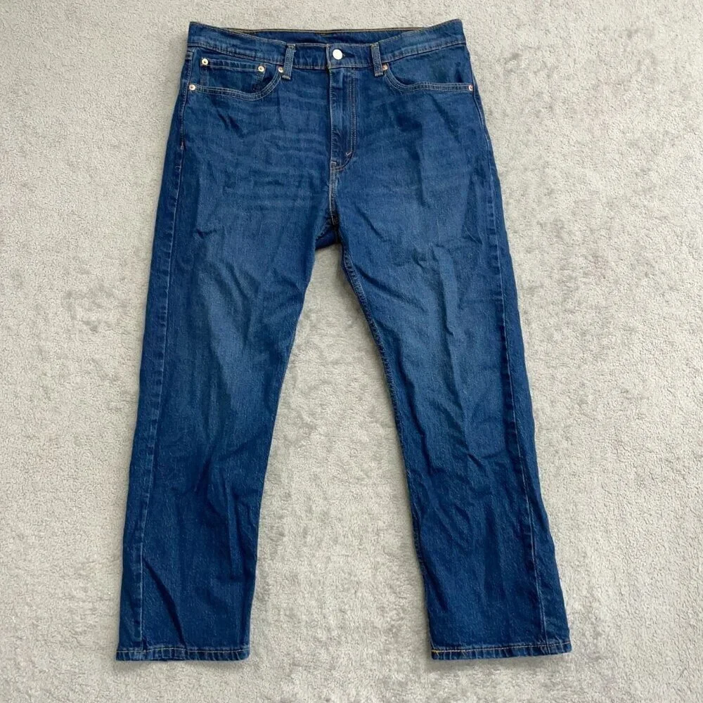 Levis 505 Mens Straight Fit Jeans W36 L29 Dark Wash Denim M0114